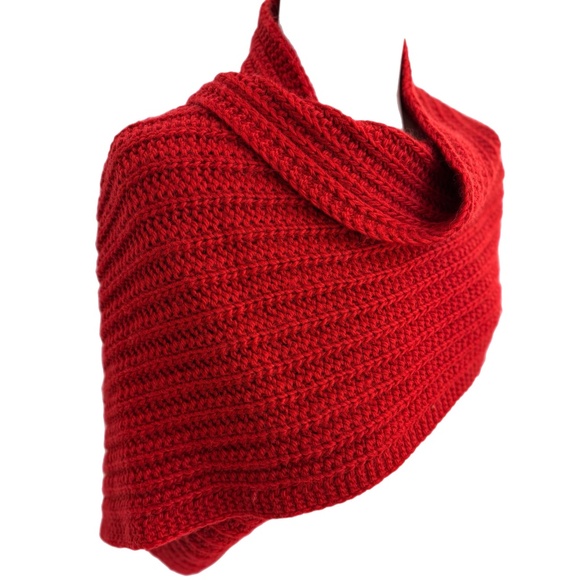 Coach Red Wool-Blend Ribbed Infinity Scarf – Soft, Chunky Knit – 17" x 66" - Picture 7 of 10